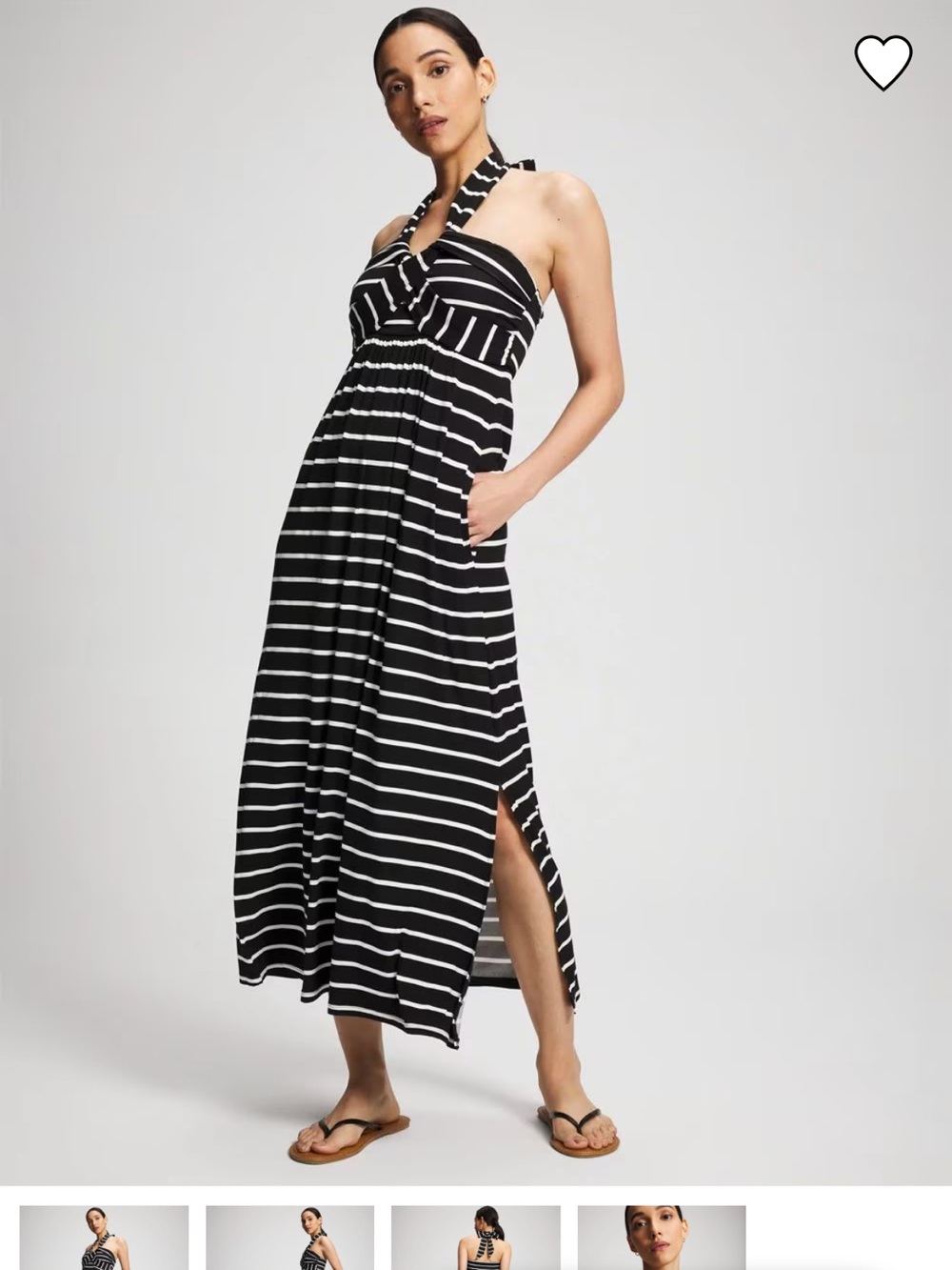 Soma Black & White Striped Maxi dress with Side Slit